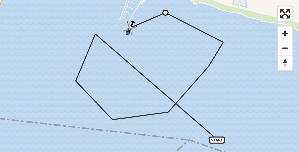 Vluchtroute Politiehelikopter van Hollandsch Diep naar Hollandsch Diep