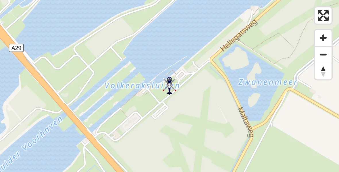 Vluchtroute Politiehelikopter van Willemstad naar Willemstad