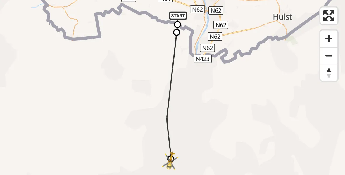 Routekaart van de vlucht: Lifeliner 2 naar Ghent/Industry Zone Heliport