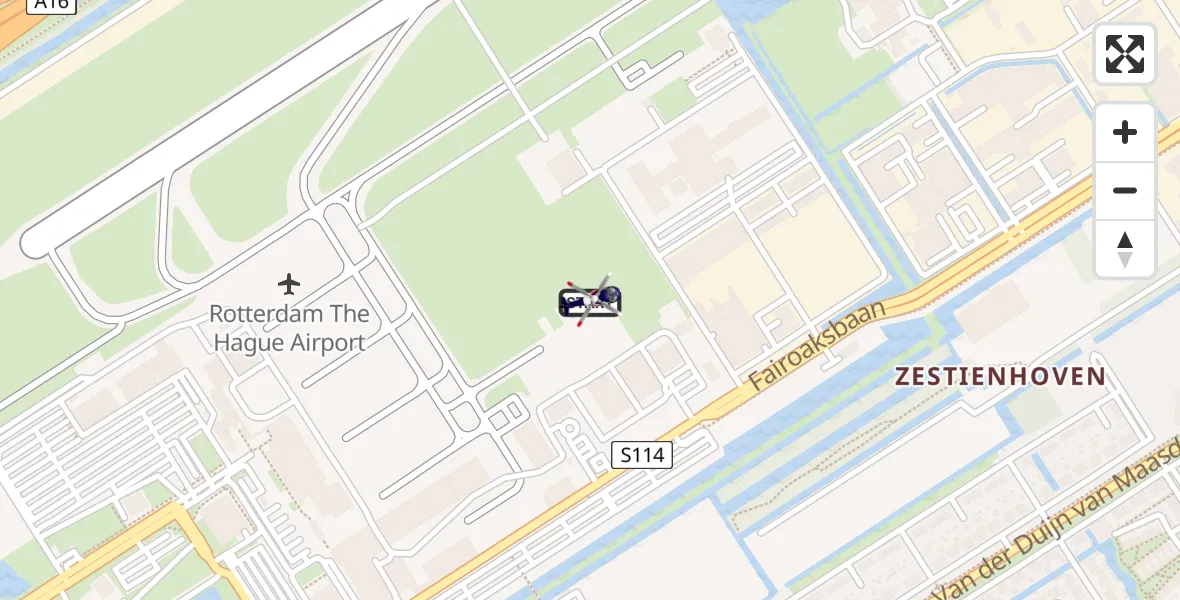Vluchtroute Politiehelikopter van Rotterdam The Hague Airport naar Rotterdam The Hague Airport