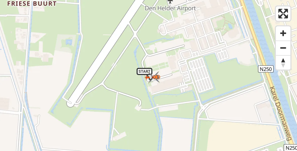 Vluchtroute Kustwachthelikopter van Militair vliegveld De Kooy / Den Helder Airport naar Militair vliegveld De Kooy / Den Helder Airport