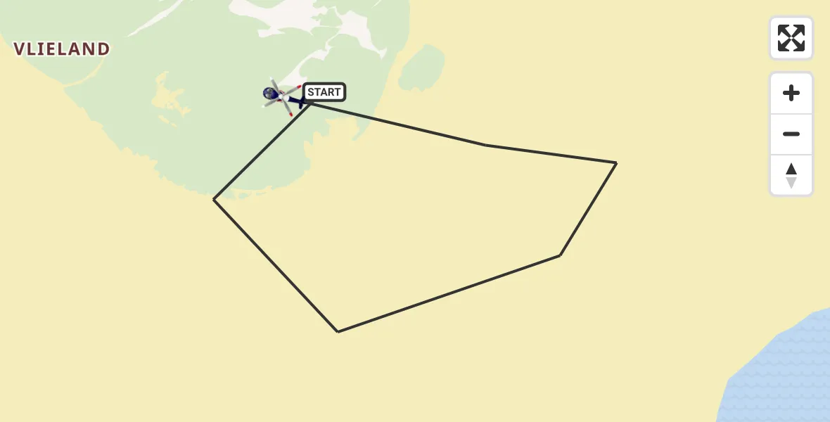 Vluchtroute Politiehelikopter van Vlieland naar Vlieland