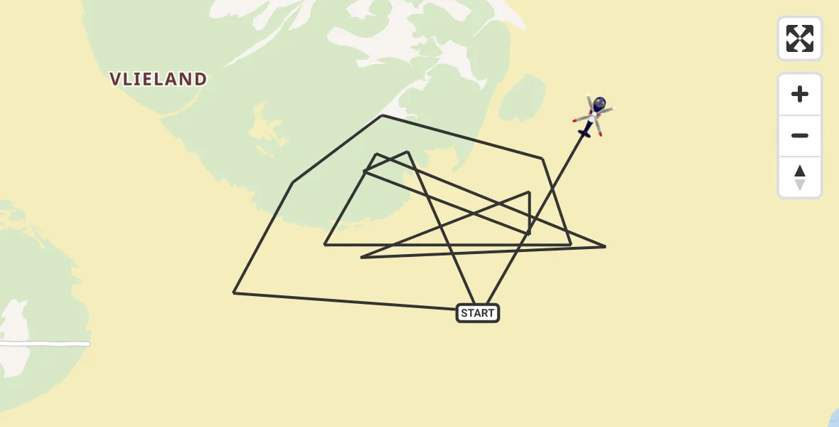 Vluchtroute Politiehelikopter van Vlieland naar Vlieland