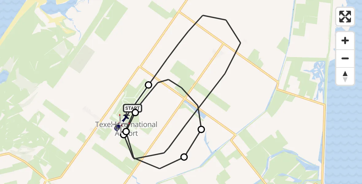 Vluchtroute Politiehelikopter van Texel International Airport naar Texel International Airport