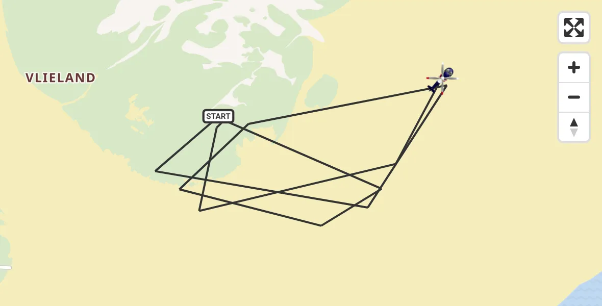 Vluchtroute Politiehelikopter van Vlieland naar Vlieland