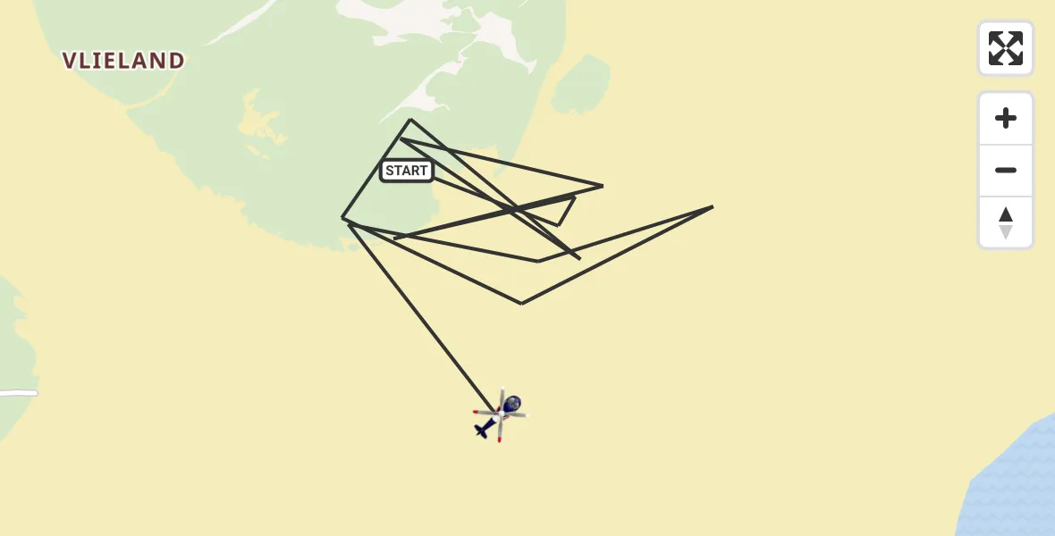 Vluchtroute Politiehelikopter van Vlieland naar Vlieland