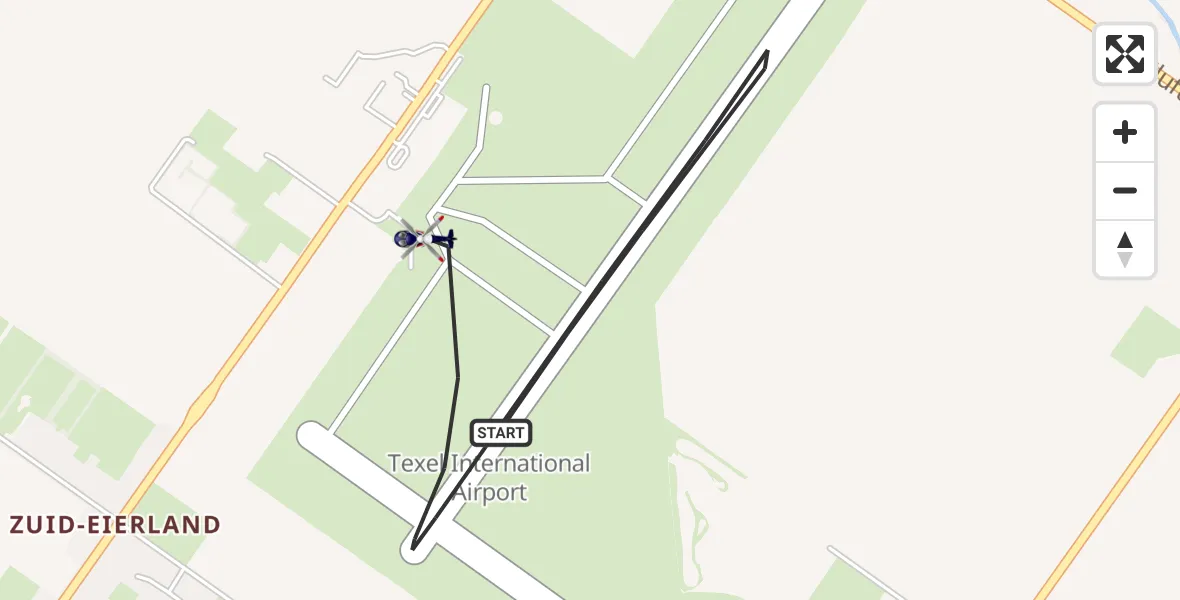 Vluchtroute Politiehelikopter van Texel International Airport naar Texel International Airport