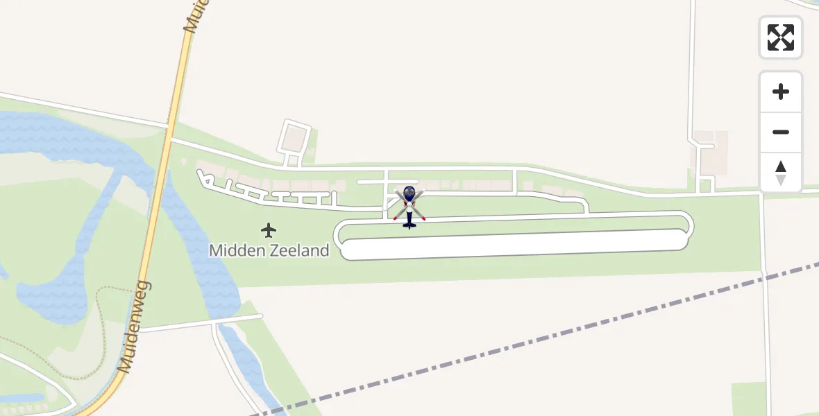 Vluchtroute Politiehelikopter van Vliegveld Midden-Zeeland naar Vliegveld Midden-Zeeland