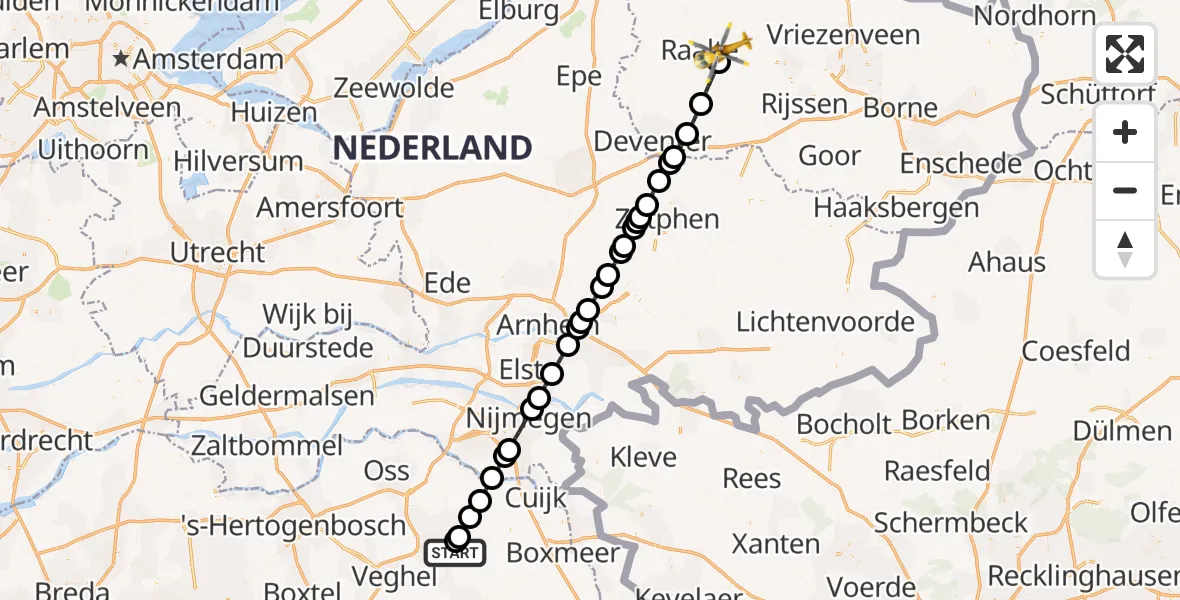 Vluchtroute Traumahelikopter Vliegbasis Volkel - Mariënheem, 26 februari 2026, 13:08