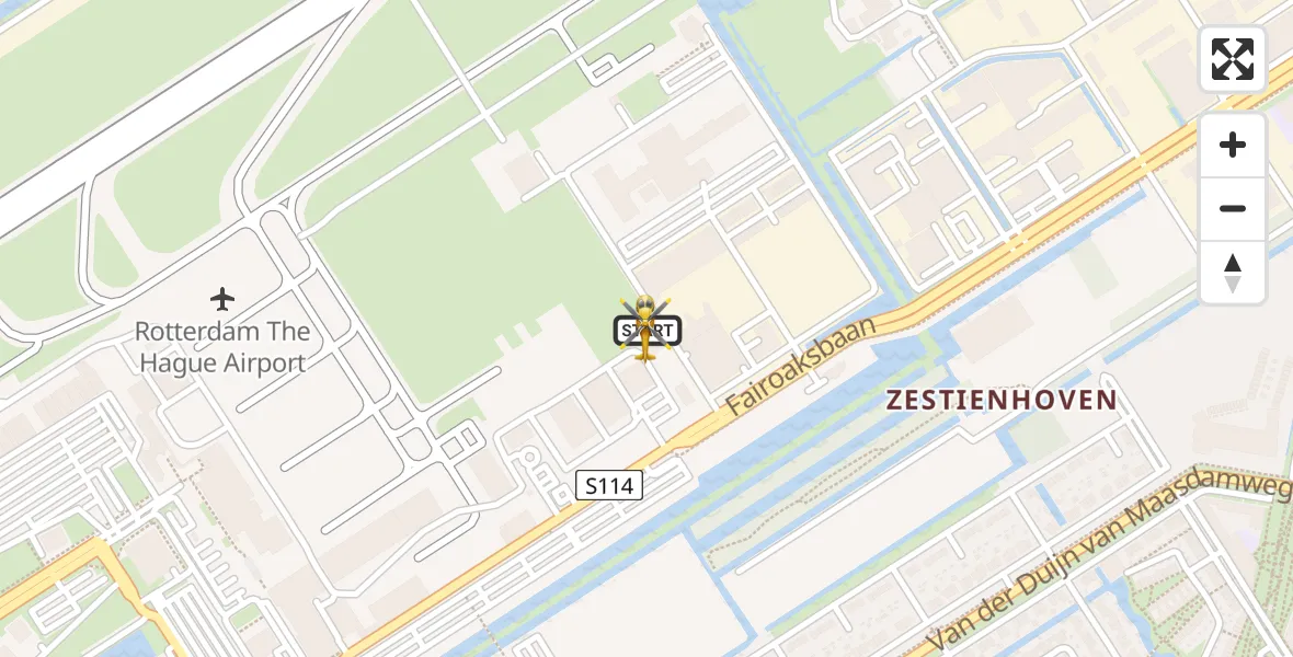 Vluchtroute Traumahelikopter van Rotterdam The Hague Airport naar Rotterdam The Hague Airport