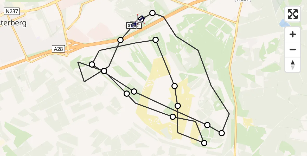 Vluchtroute Politiehelikopter van Soesterberg naar Soesterberg