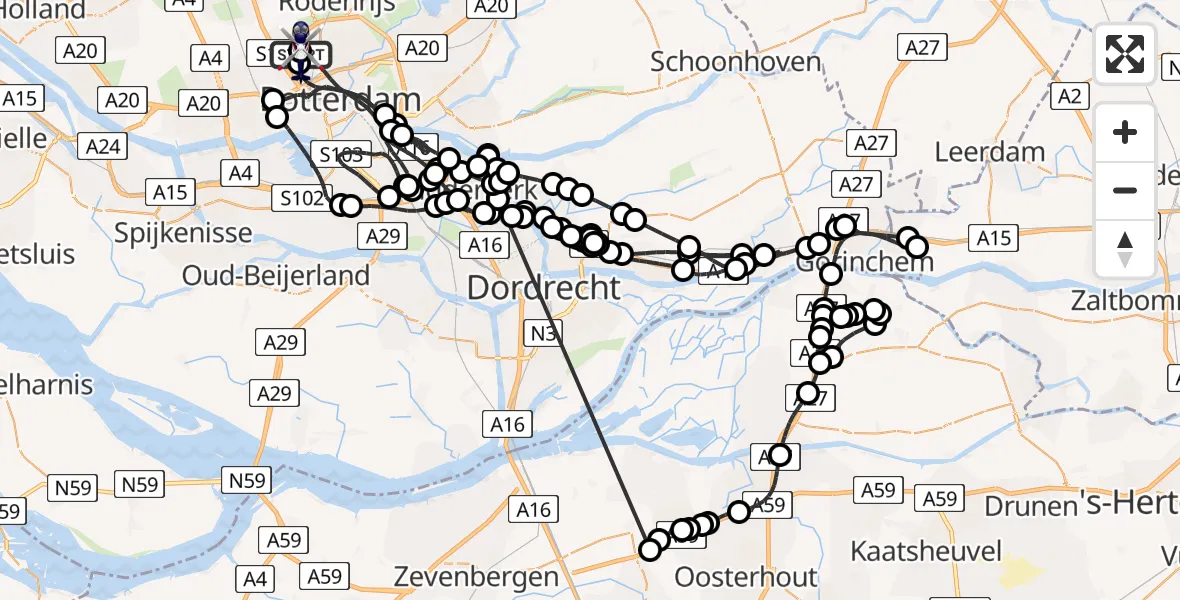 Vluchtroute Politiehelikopter Rotterdam The Hague Airport - Rotterdam The Hague Airport, 27 februari 2026, 14:56