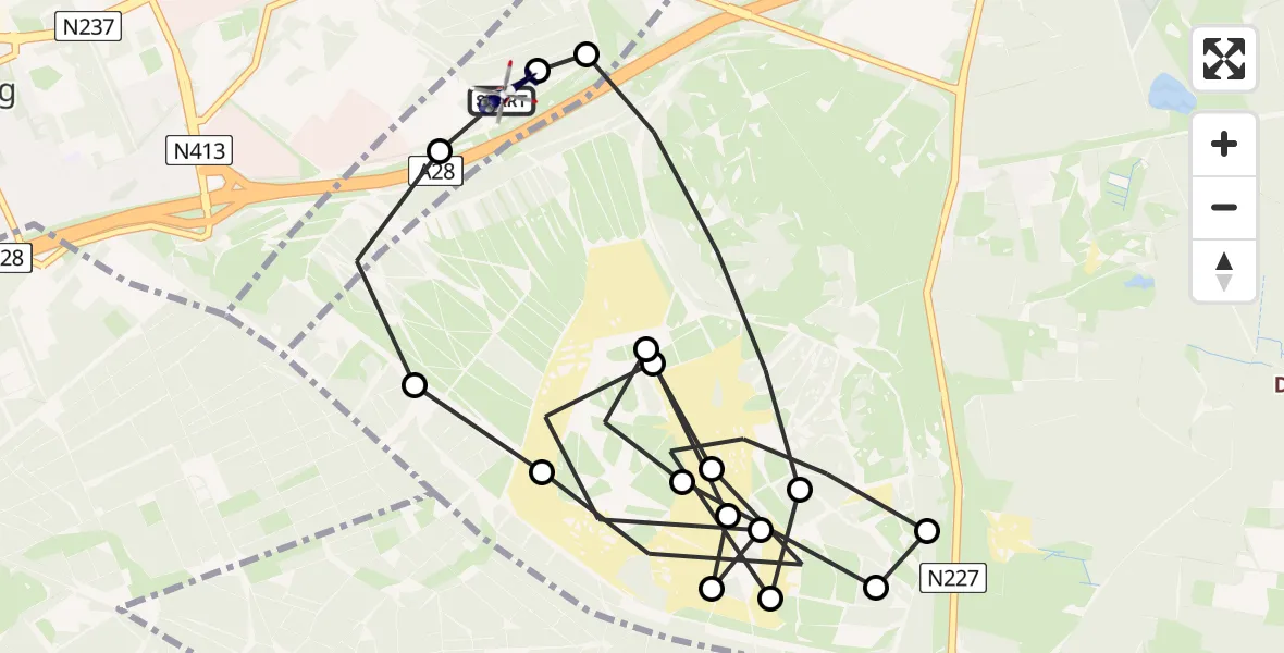 Vluchtroute Politiehelikopter van Soesterberg naar Soesterberg