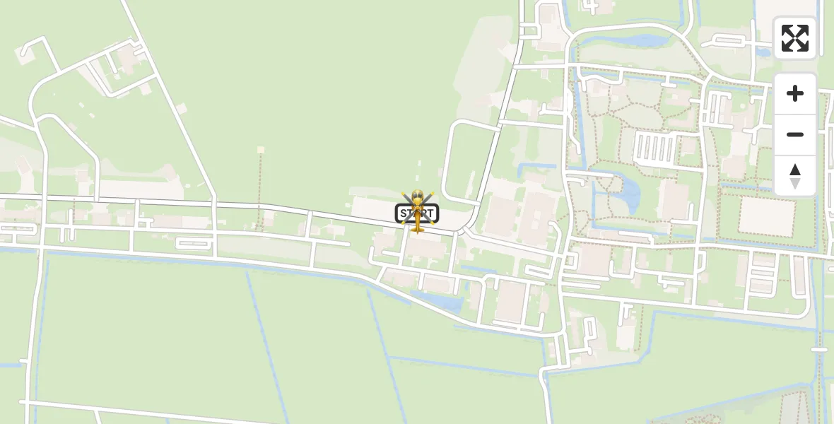 Vluchtroute Ambulancehelikopter van Vliegbasis Leeuwarden naar Vliegbasis Leeuwarden