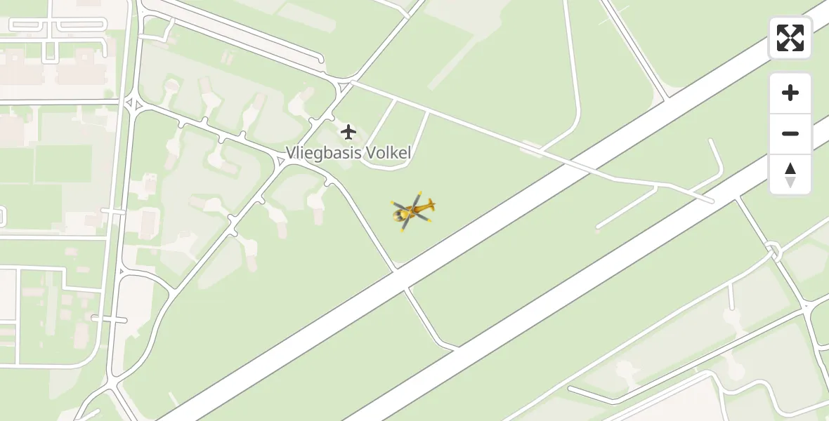 Vluchtroute Traumahelikopter van Vliegbasis Volkel naar Vliegbasis Volkel