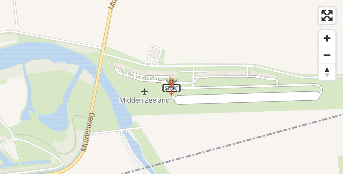 Vluchtroute Kustwachthelikopter van Vliegveld Midden-Zeeland naar Vliegveld Midden-Zeeland