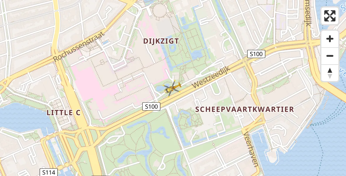 Routekaart van de vlucht: Lifeliner 2 naar Leids Universitair Medisch Centrum (LUMC)