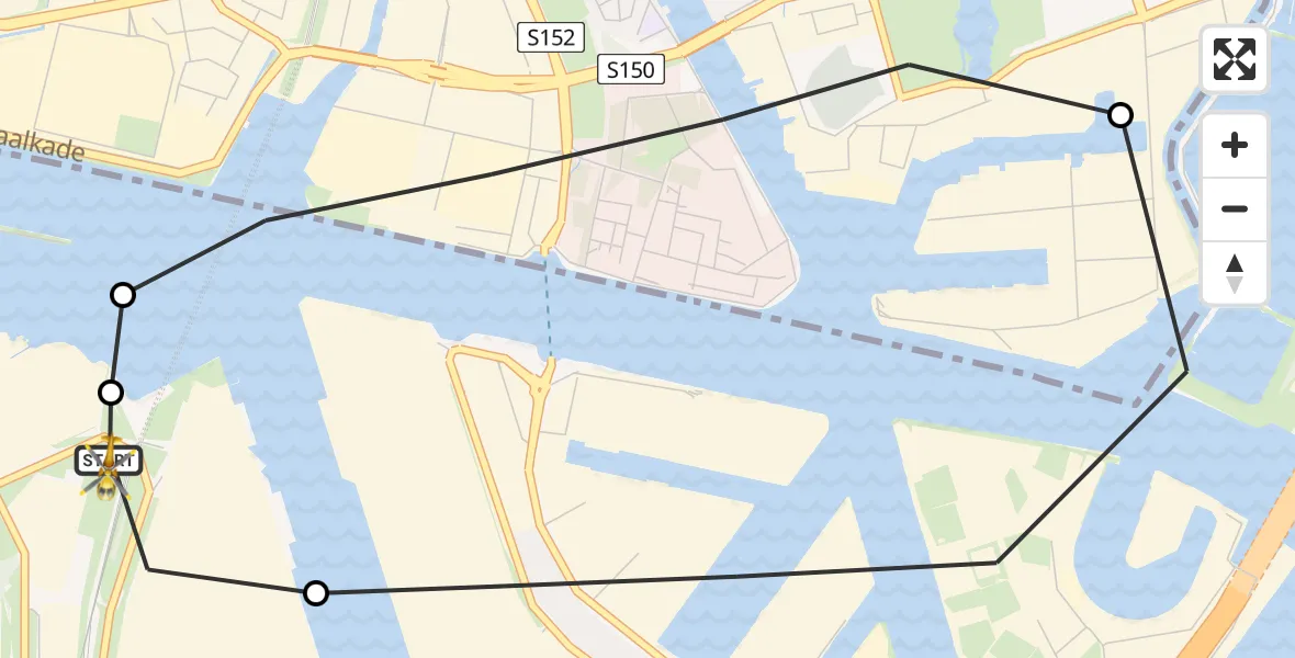 Vluchtroute Traumahelikopter van Amsterdam Heliport naar Amsterdam Heliport