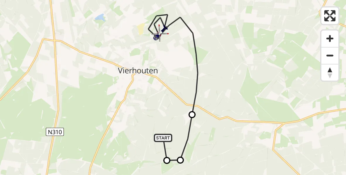 Vluchtroute Politiehelikopter van Vierhouten naar Vierhouten