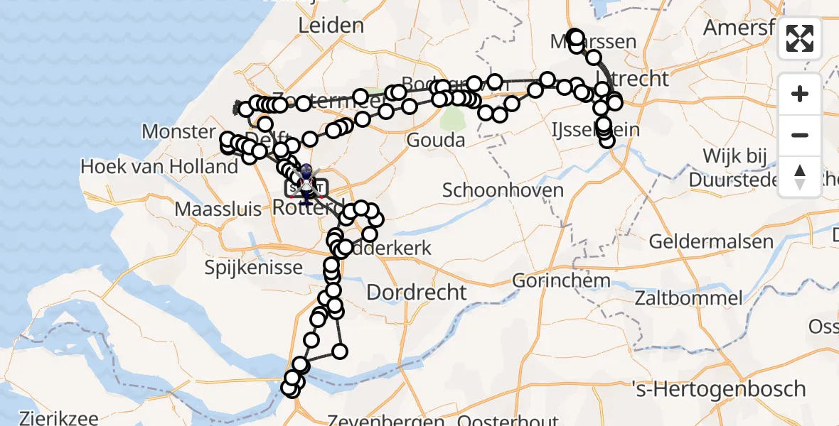 Vluchtroute Politiehelikopter van Rotterdam The Hague Airport naar Rotterdam The Hague Airport