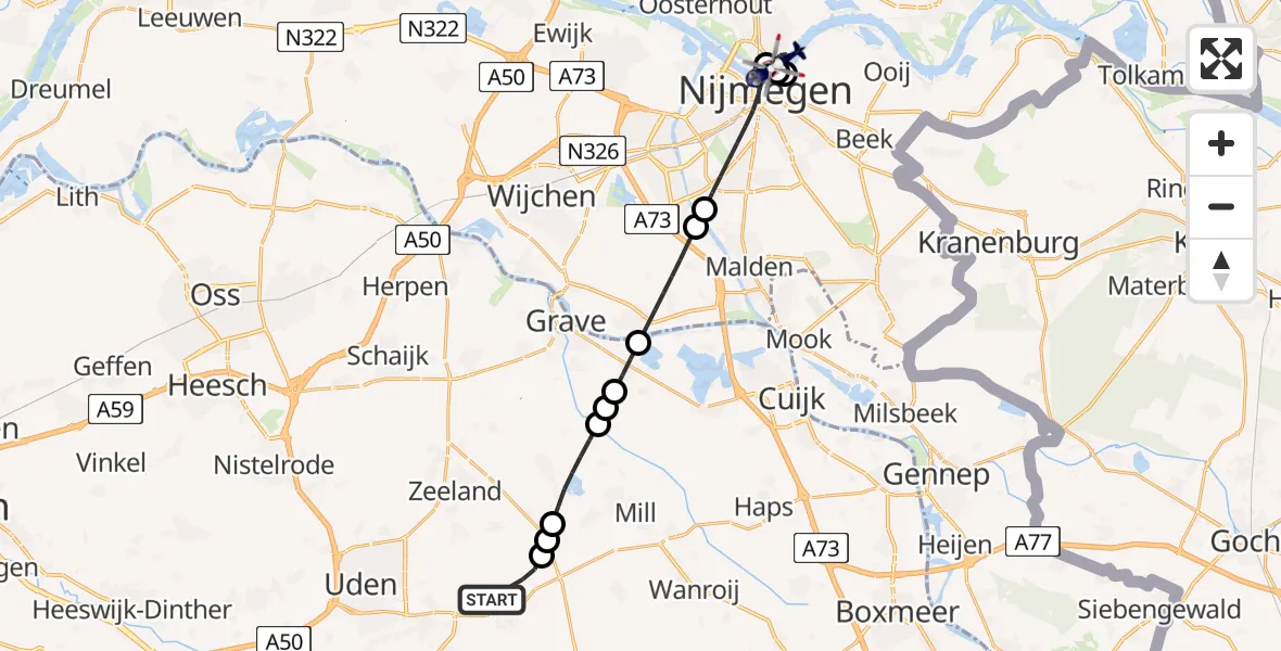 Vluchtroute Politiehelikopter Vliegbasis Volkel - Lent, 03 maart 2026, 10:44