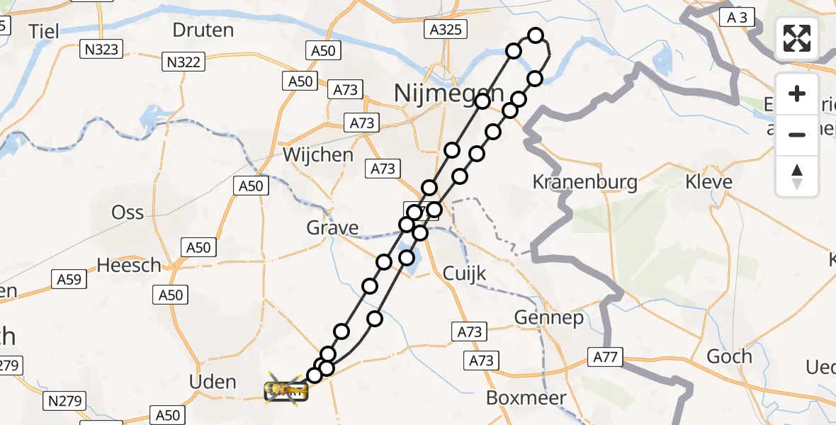 Vluchtroute Traumahelikopter Vliegbasis Volkel - Vliegbasis Volkel, 03 maart 2026, 10:50