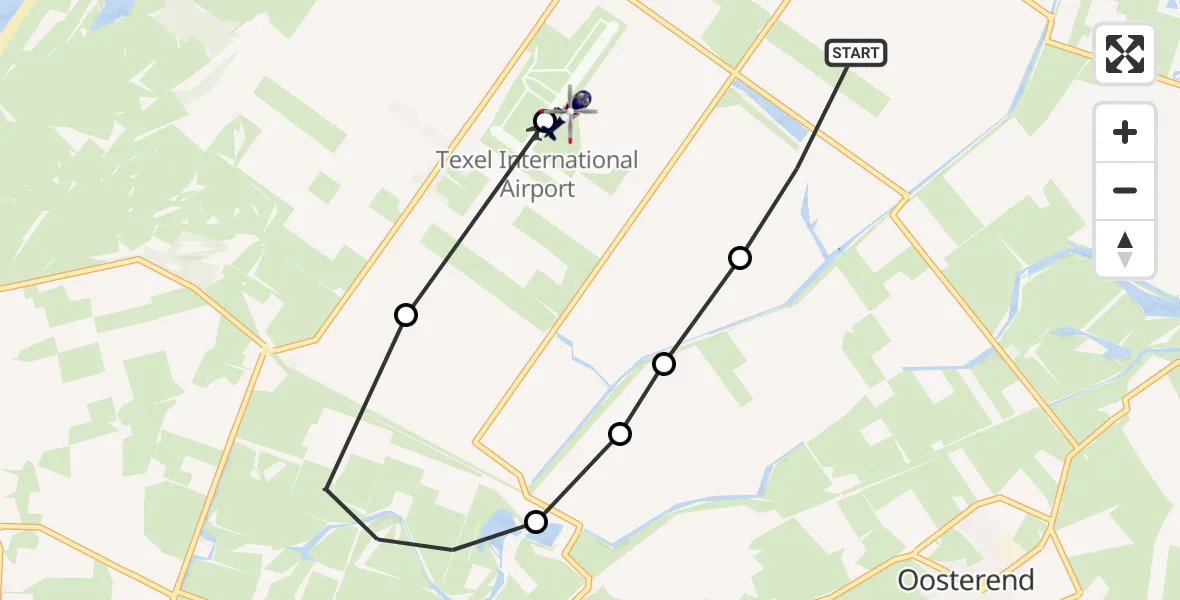 Routekaart van de vlucht: Politiehelikopter naar Texel International Airport