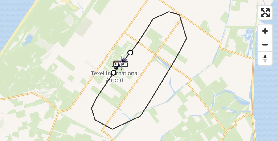 Vluchtroute Politiehelikopter van Texel International Airport naar Texel International Airport