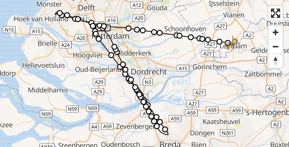 Routekaart van de vlucht: Lifeliner 2 naar Leerdam, Violierlaan