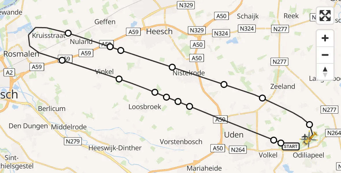 Vluchtroute Traumahelikopter Vliegbasis Volkel - Vliegbasis Volkel, 03 maart 2026, 19:56