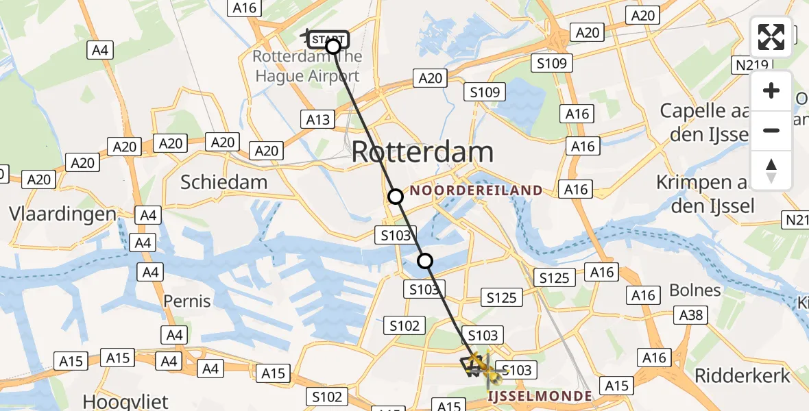 Routekaart van de vlucht: Lifeliner 2 naar Rotterdam, Burgenpad