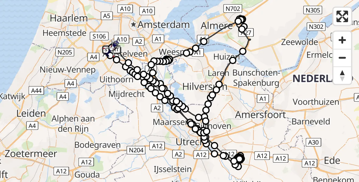 Vluchtroute Politiehelikopter Amsterdam Vliegveld Schiphol - Amsterdam Vliegveld Schiphol, 04 maart 2026, 18:50