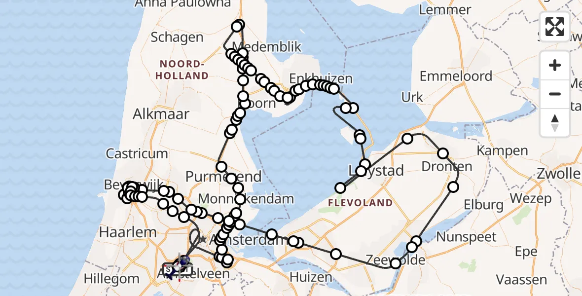 Vluchtroute Politiehelikopter Amsterdam Vliegveld Schiphol - Amsterdam Vliegveld Schiphol, 04 maart 2026, 19:31
