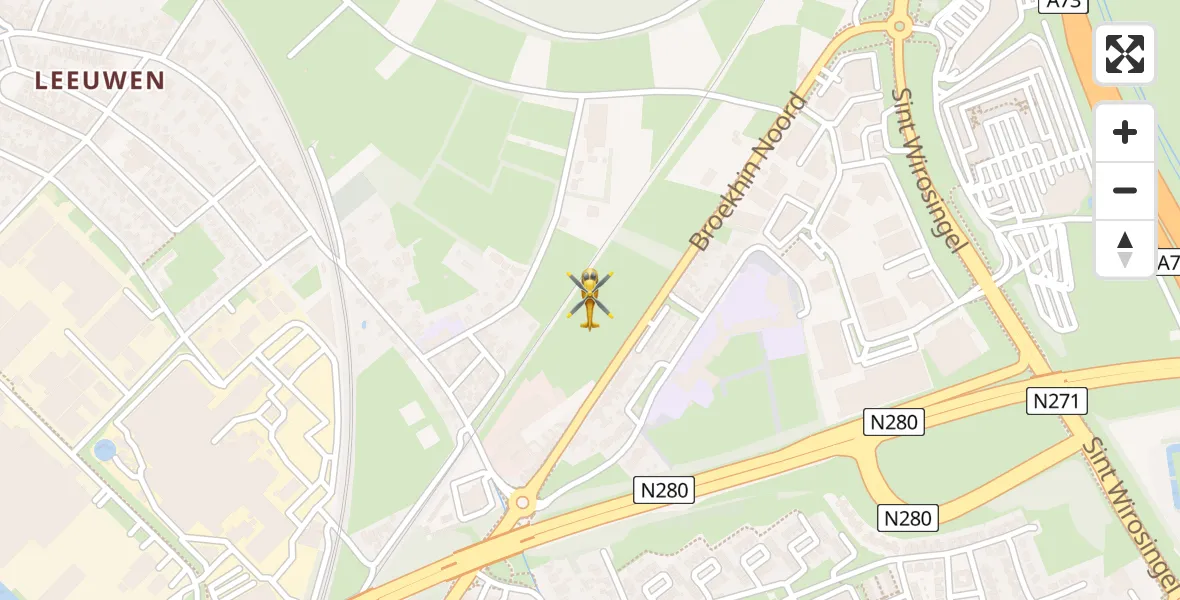 Vluchtroute Traumahelikopter van Roermond naar Roermond