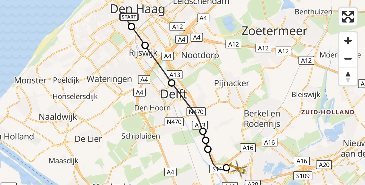 Routekaart van de vlucht: Lifeliner 2 naar Rotterdam The Hague Airport