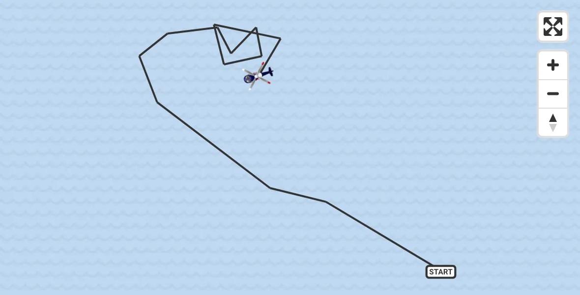 Vluchtroute Politiehelikopter van Noordzee naar Noordzee