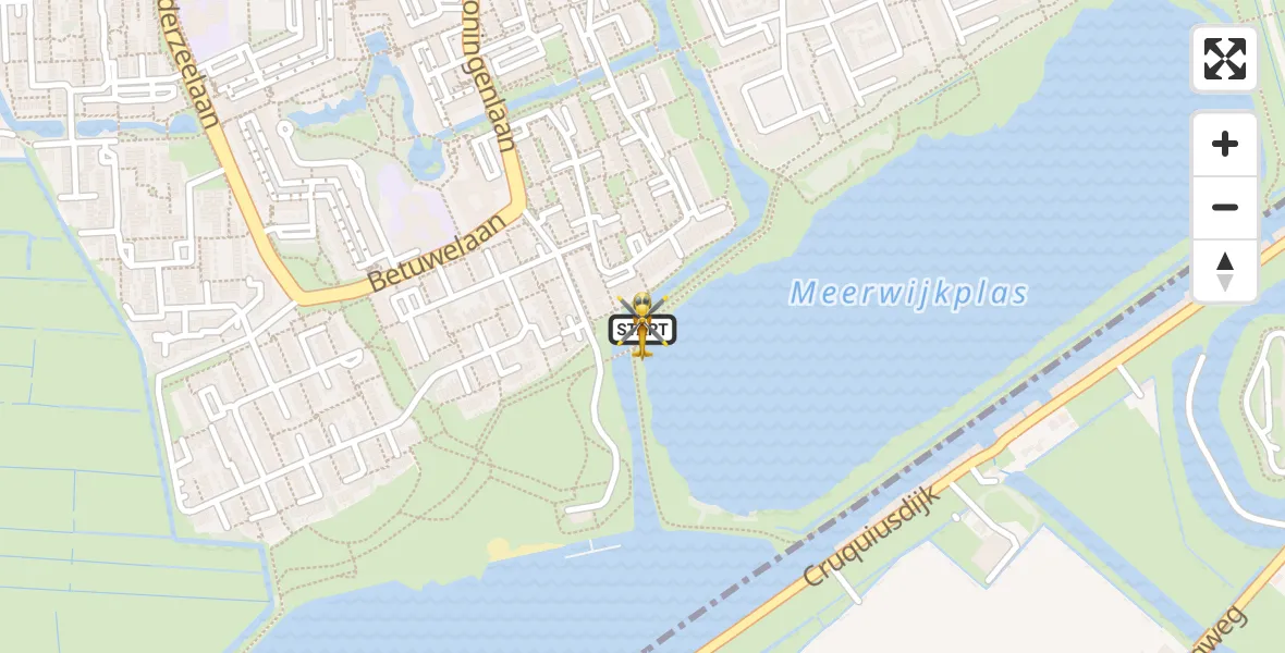 Vluchtroute Traumahelikopter van Haarlem naar Haarlem