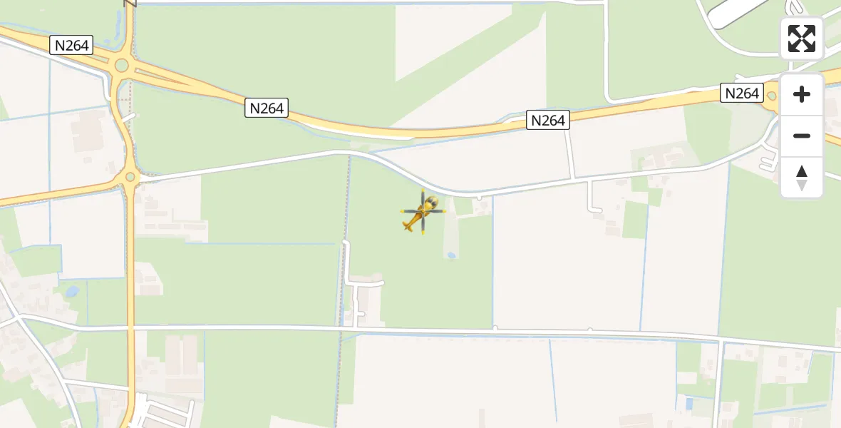 Vluchtroute Traumahelikopter van Vliegbasis Volkel naar Vliegbasis Volkel