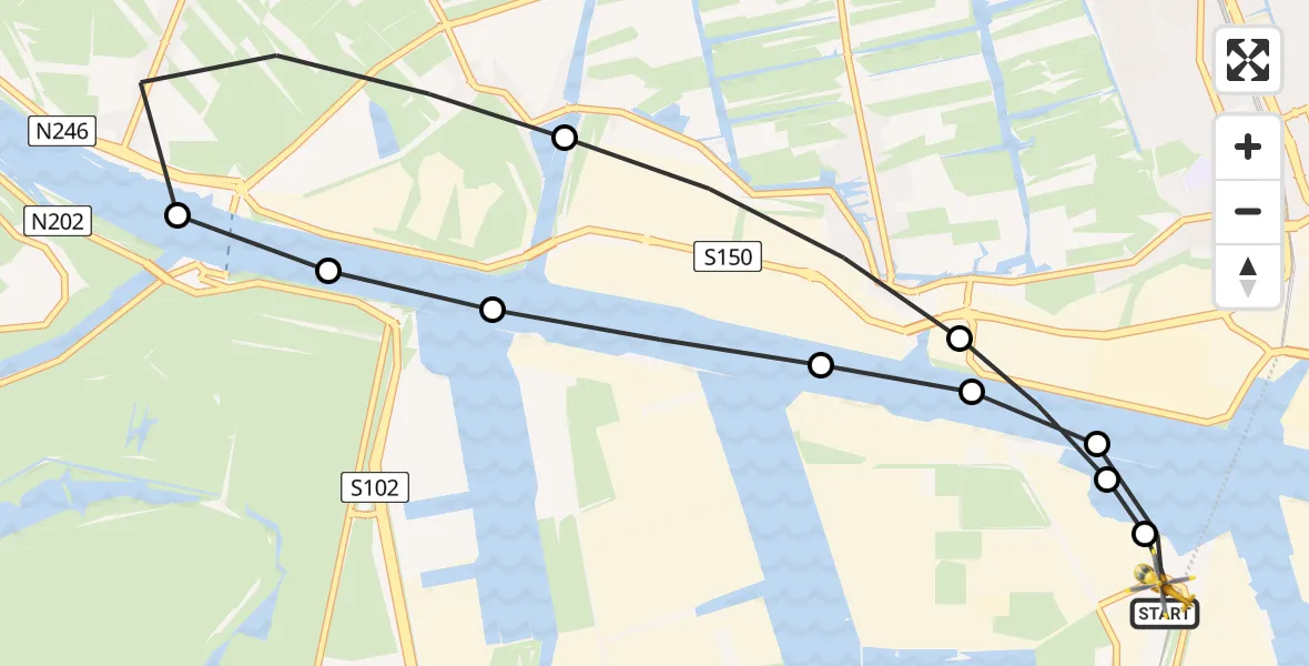Vluchtroute Traumahelikopter van Amsterdam Heliport naar Amsterdam Heliport