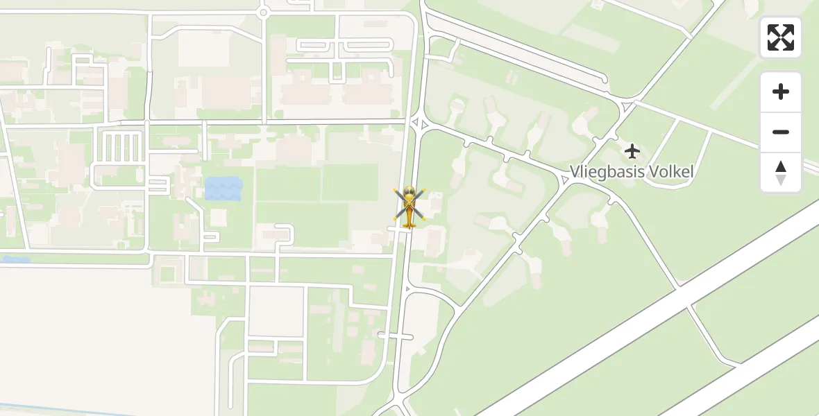 Vluchtroute Traumahelikopter van Vliegbasis Volkel naar Vliegbasis Volkel