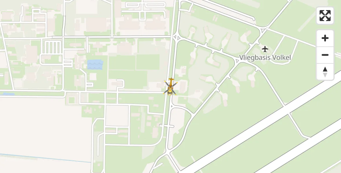 Vluchtroute Traumahelikopter van Vliegbasis Volkel naar Vliegbasis Volkel