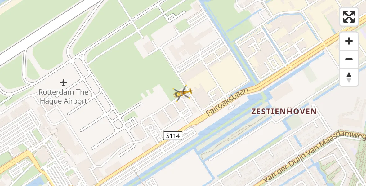Vluchtroute Traumahelikopter van Rotterdam The Hague Airport naar Rotterdam The Hague Airport