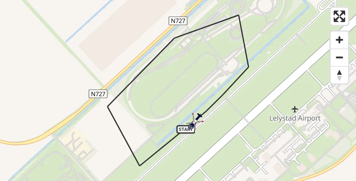 Vluchtroute Politiehelikopter van Lelystad Airport naar Lelystad Airport