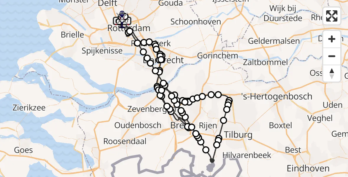 Vluchtroute Politiehelikopter Rotterdam The Hague Airport - Rotterdam The Hague Airport, 09 maart 2026, 18:36