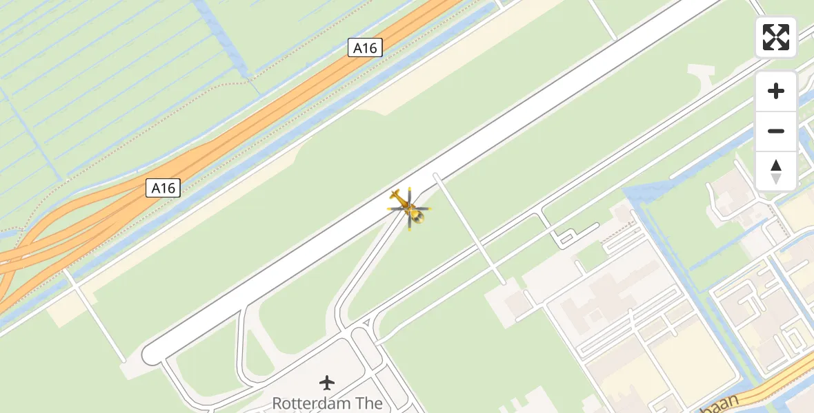 Vluchtroute Traumahelikopter van Rotterdam The Hague Airport naar Rotterdam The Hague Airport