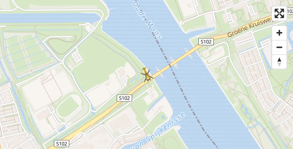 Vluchtroute Traumahelikopter van Hoogvliet naar Hoogvliet