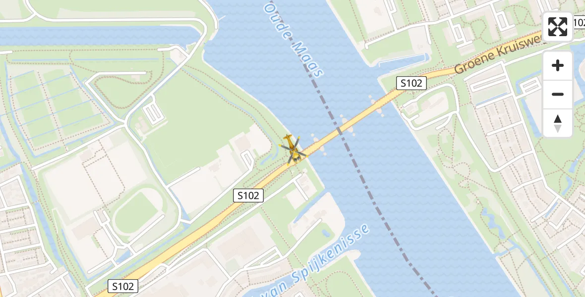 Vluchtroute Traumahelikopter van Hoogvliet naar Hoogvliet