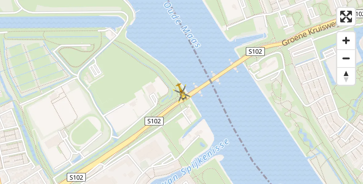 Vluchtroute Traumahelikopter van Hoogvliet naar Hoogvliet