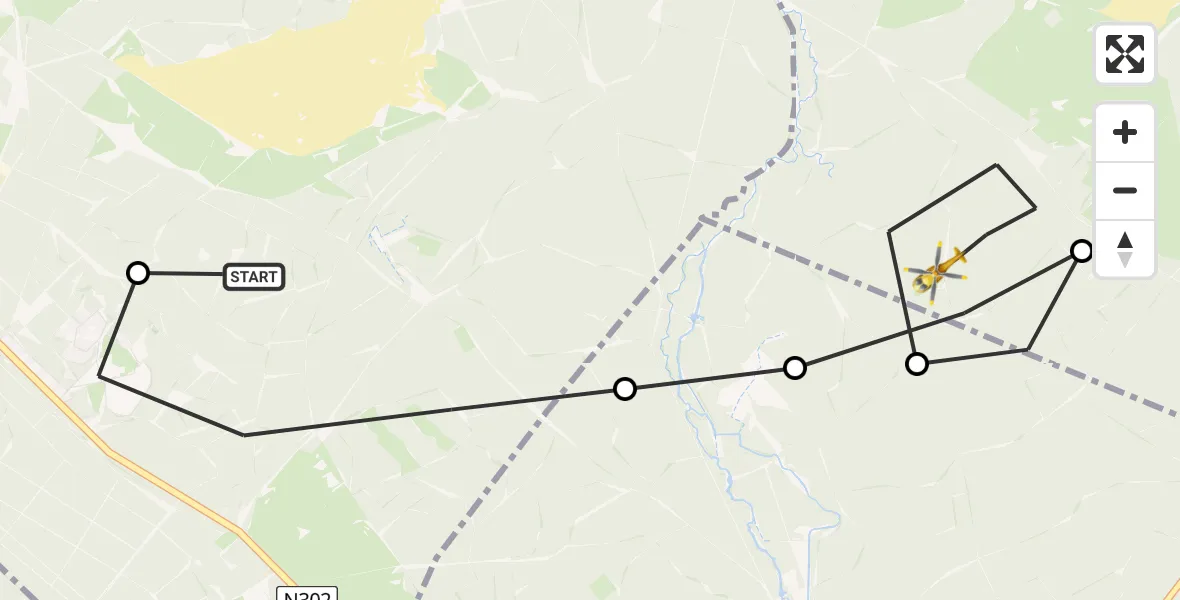 Vluchtroute Traumahelikopter van Harderwijk naar Hulshorst