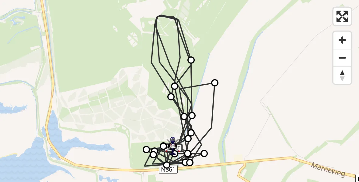 Vluchtroute Politiehelikopter van Lauwersoog naar Lauwersoog